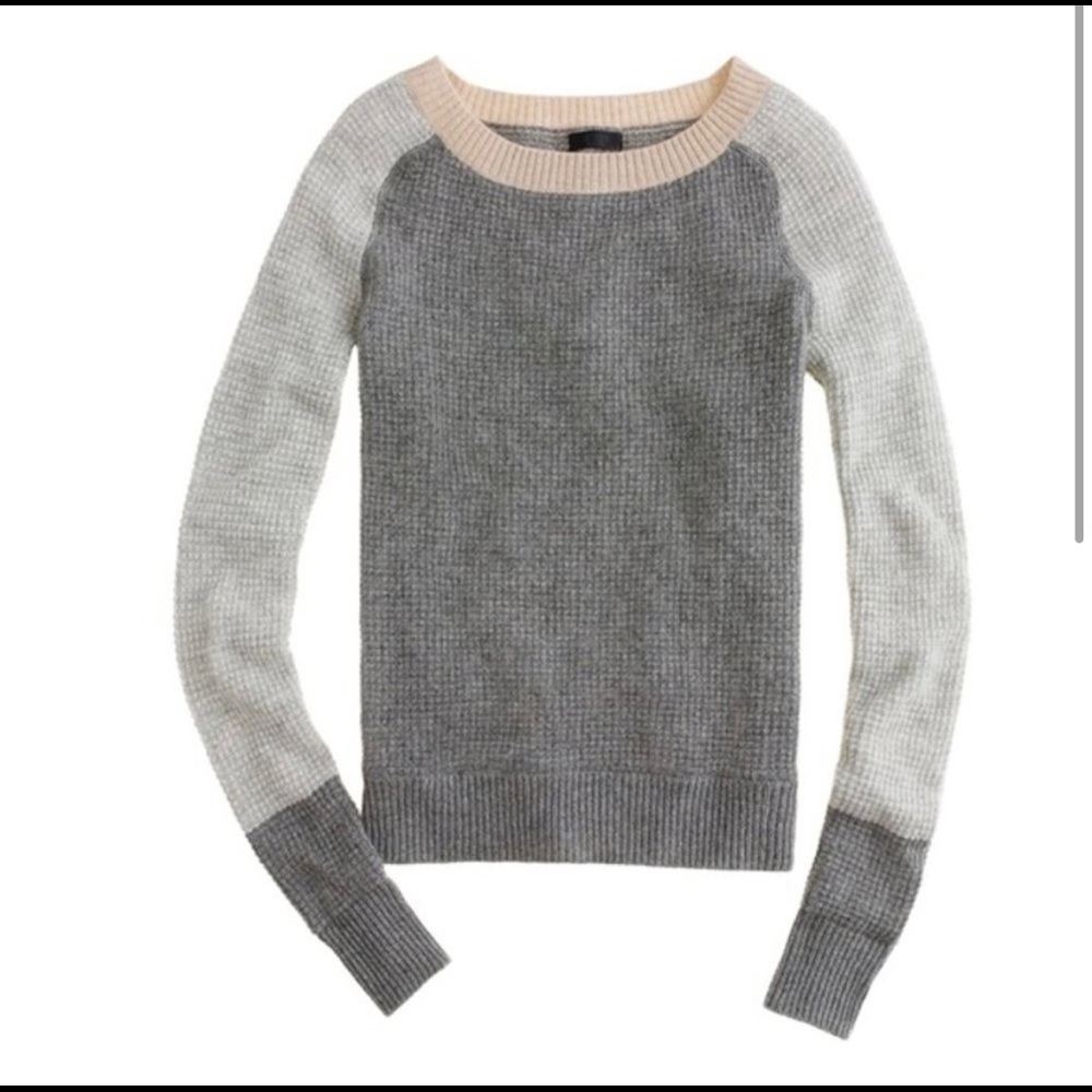 J. Crew Cashmere Waffle Color Block Crewneck Sweater. Size: S